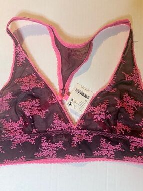 Free People Hot Pink Floral Lace Bralette